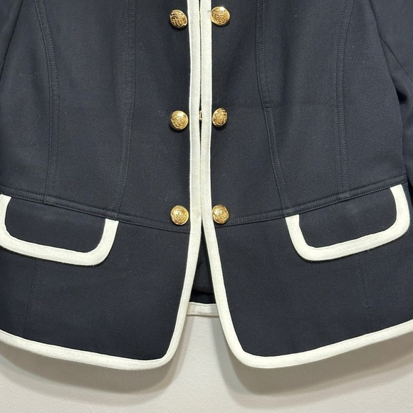 Talbots Military Peplum Jacket Womens 2P Black Gold Button Cotton Classic Preppy - Picture 3 of 15